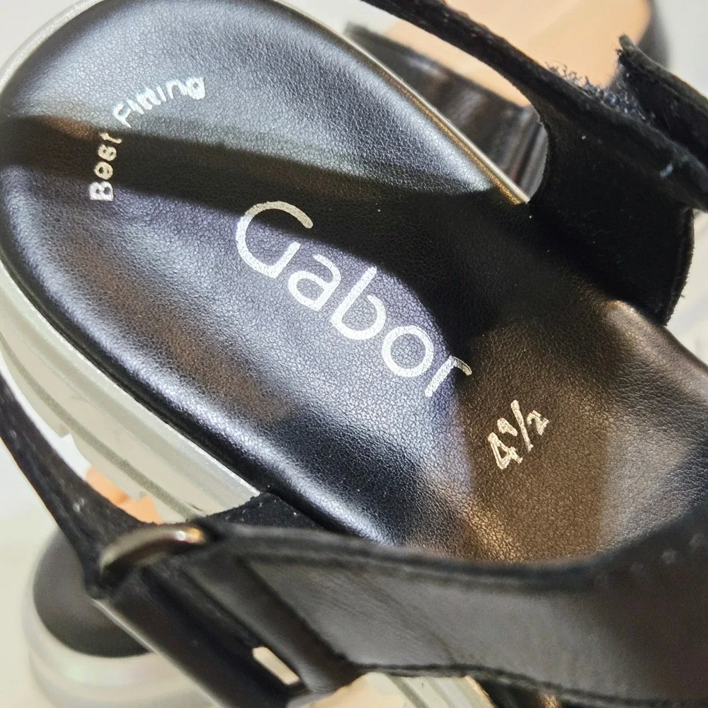 Gabor Platform wedge Sandals 3 Strap 4.5 / 7 Silver Black Metallic 84.620 Comfy